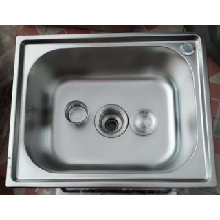 CHẬU RỬA CHÉN ĐƠN INOX 60x43cm + VÒI RỬA CHÉN + DÂY CẤP NƯỚC NHỰA