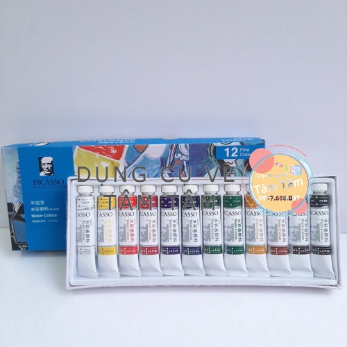 [ TÂM TÂM ]-Màu nước Picasso 12/18/24 màu dung tích 12ml, Picasso WaterColour -