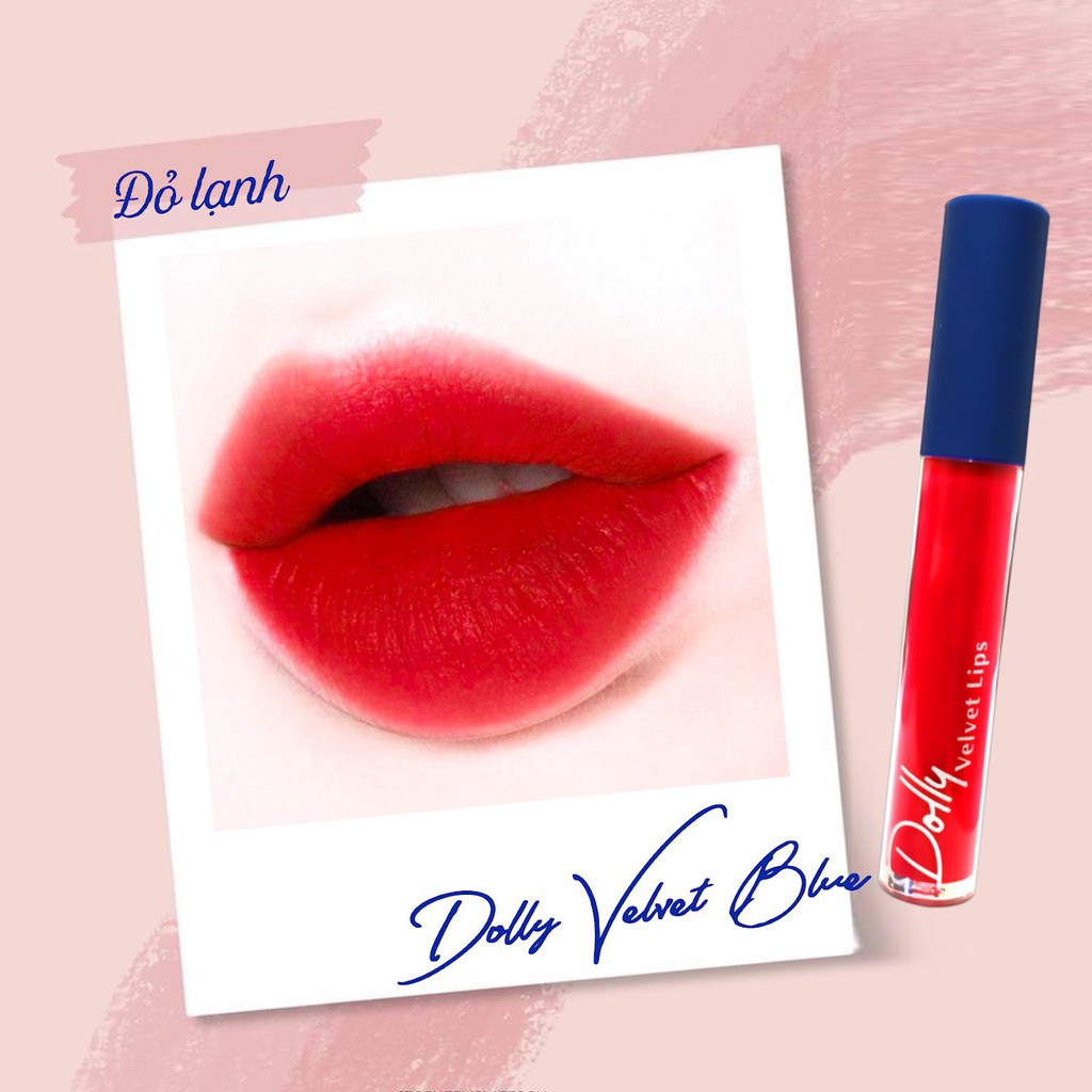 [Đỏ Lạnh ]Son Cao Cấp Dolly Velvet Lips Blue Classic Màu Đỏ Lạnh Quyến Rũ