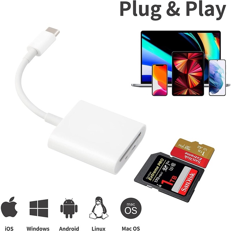 Đầu Đọc Thẻ Nhớ SD / MicroSD Sang USB C 3 Tương Thích Với samsung Galaxy S10 / S9, Surface Book 2