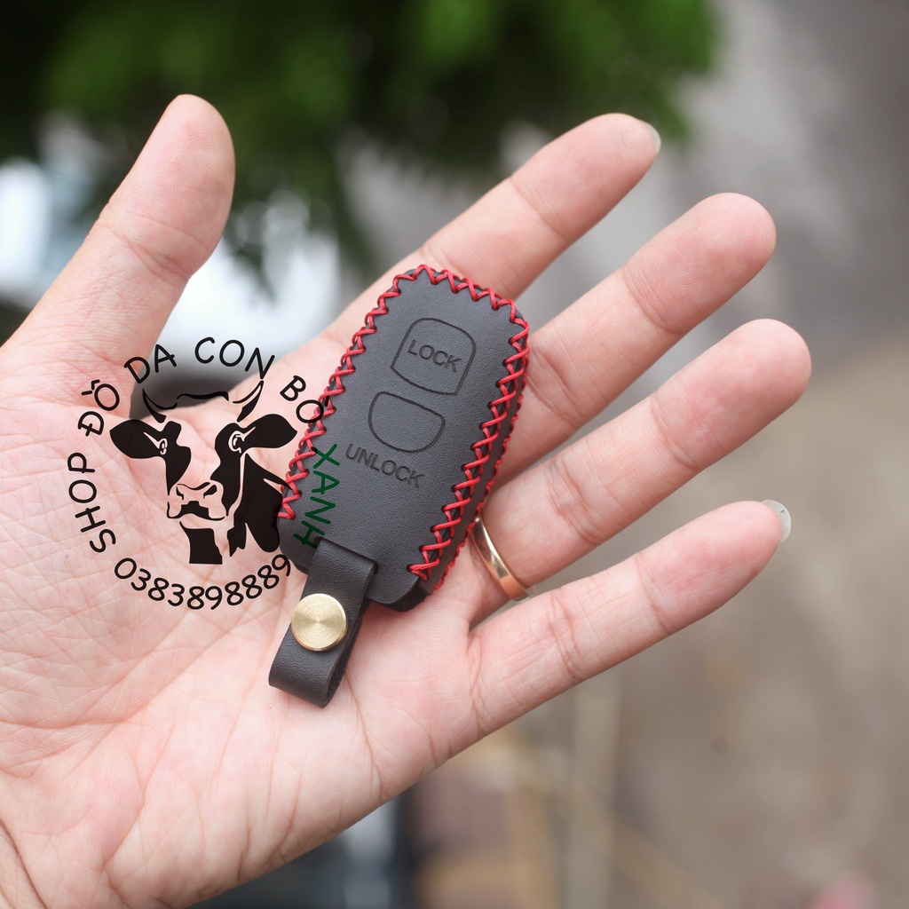 Bao da chìa khoá Ford Everest 2009 loại 2 phím bấm handmade da thật 008