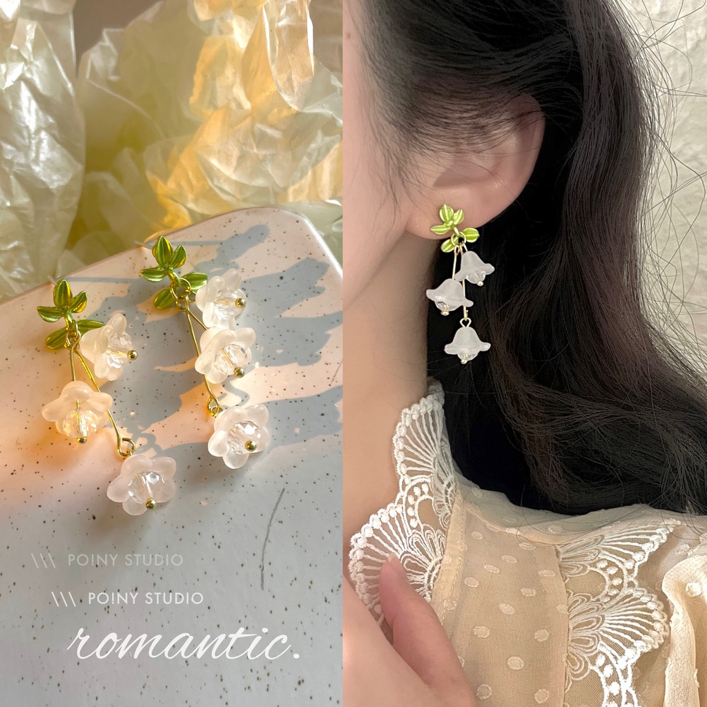 Khuyên Tai Dáng Dài Hình Hoa Phong Cách Mori Thời Trang Mới 2022