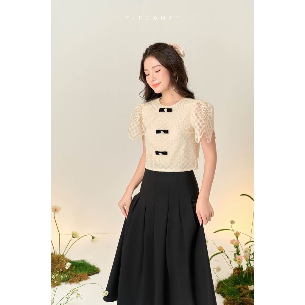 Chân váy dài Daisy Skirt màu đen chất khaki chun mềm mại - ELEGANCE