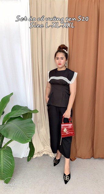 Bigsize Set áo cổ vuông ren S20
