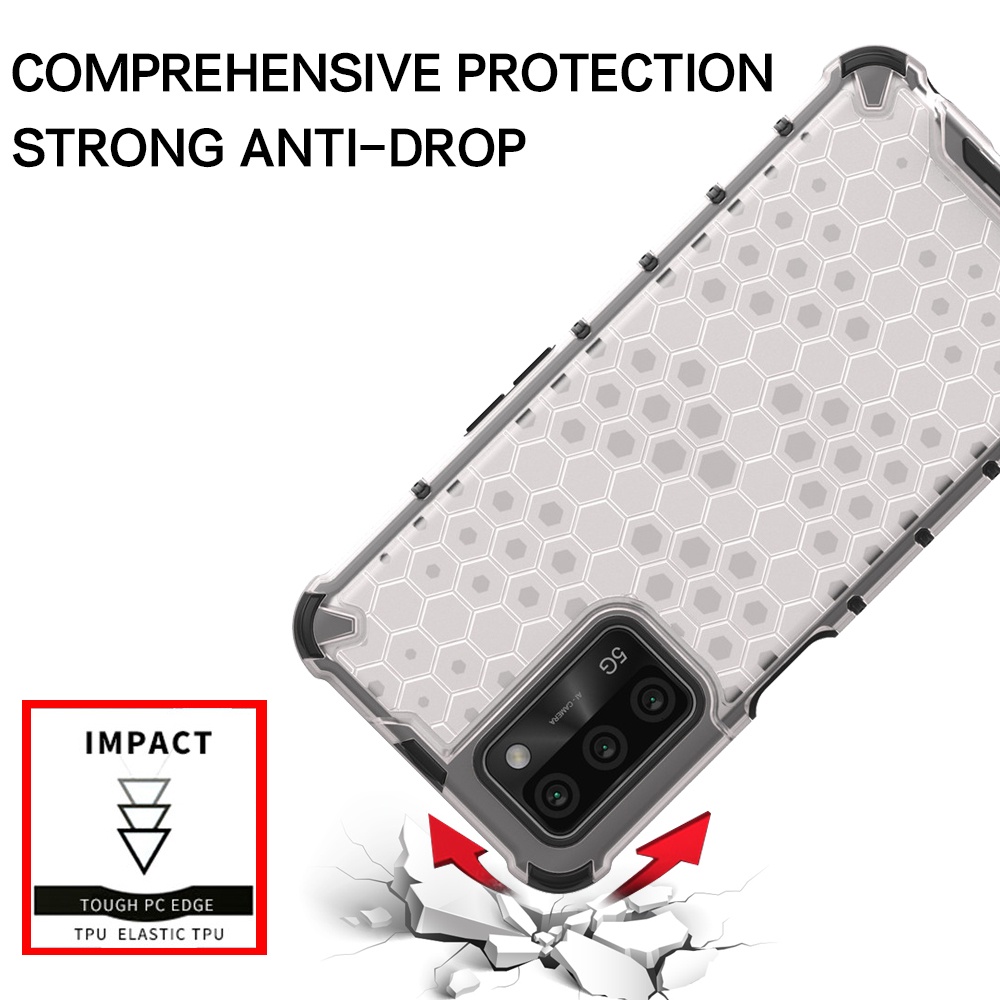 Ốp Điện Thoại PC Cứng Chống Sốc Họa Tiết Tổ Ong Trong Suốt Cho OPPO A73 A74 A76 A93 A94 A95 A96 A97