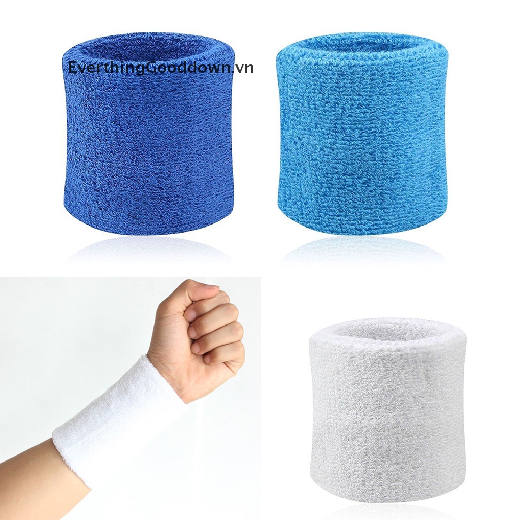 Everthinggooddown Set 2 Băng Quấn Cổ Tay Thấm Hút Mồ Hôi Khi Chơi Thể Thao