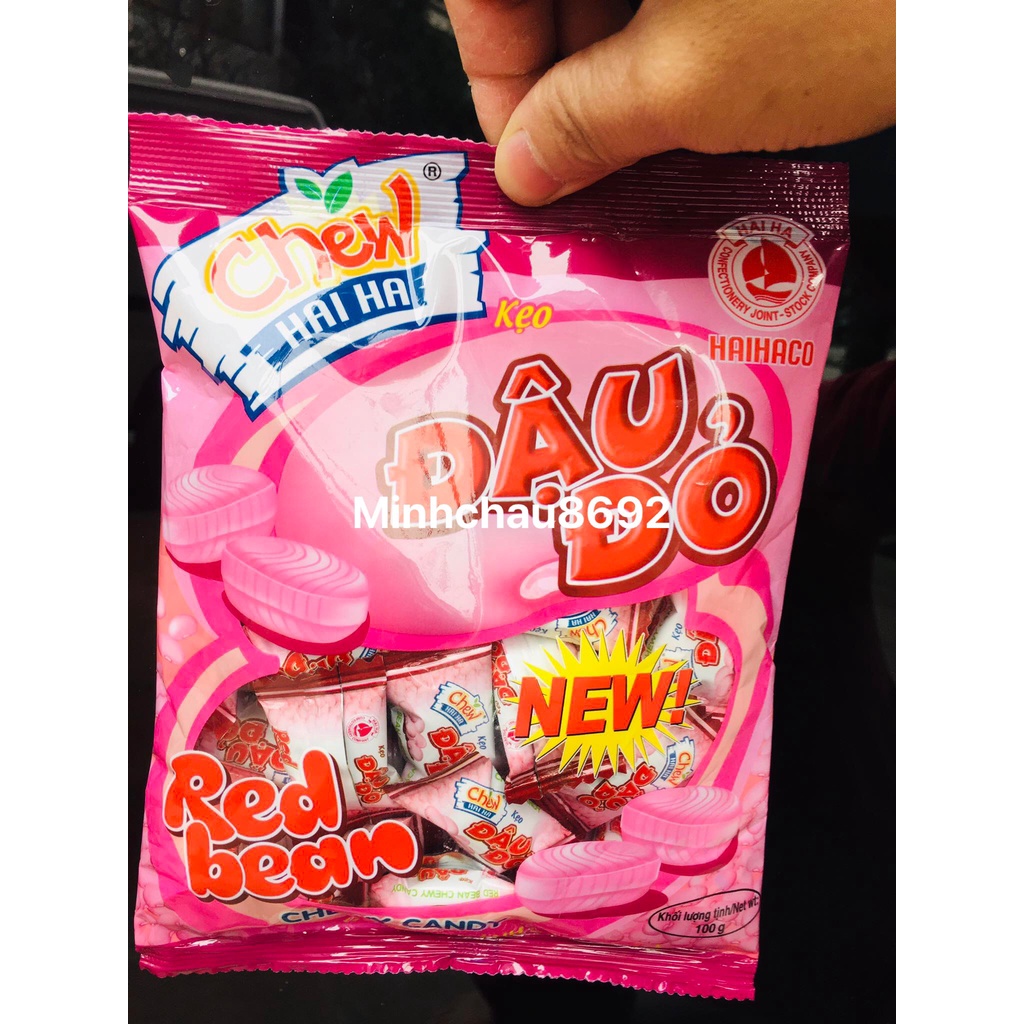 Kẹo chew mềm hải hà nho đen/ đậu đỏ gói 105g