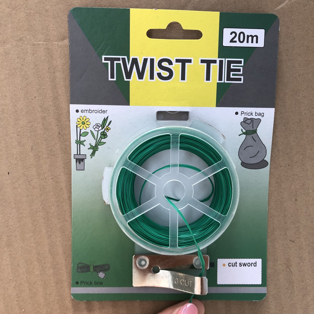 Cuộn dây buộc đồ đa năng Twist Tie 20m, dây nhựa, lõi kẽm