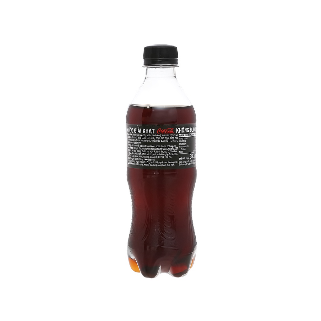Thùng 24 chai nước ngọt có ga Coca Cola Zero 390ml - Không đường - Không calories - Zero Sugar - Coke Zero
