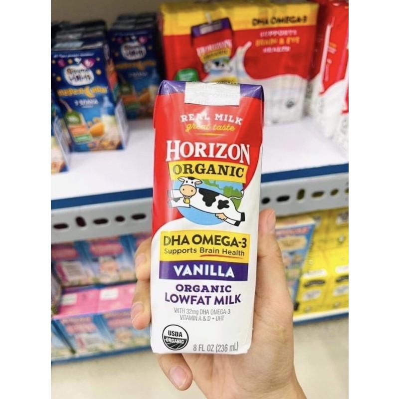 (Lẻ 1 hộp) Sữa tươi Horizon Mỹ 236ml cho bé date 7/2021