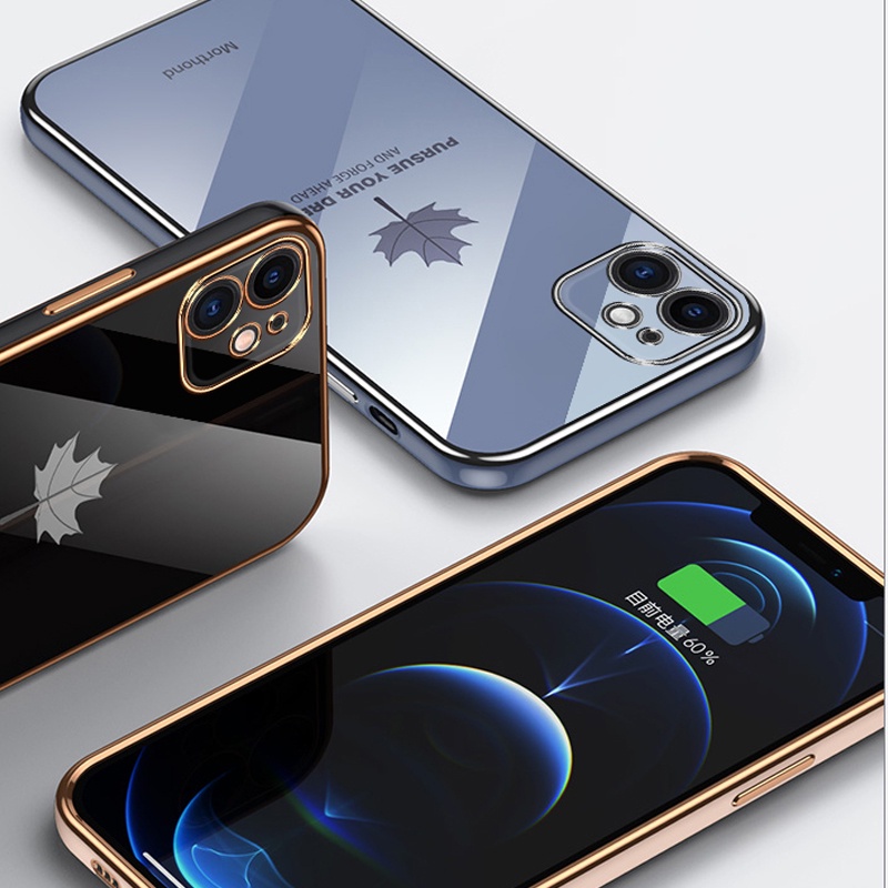 Ốp điện thoại Koosuk mạ in lá phong mặt hông thời trang cho iPhone 12 11 Pro Max