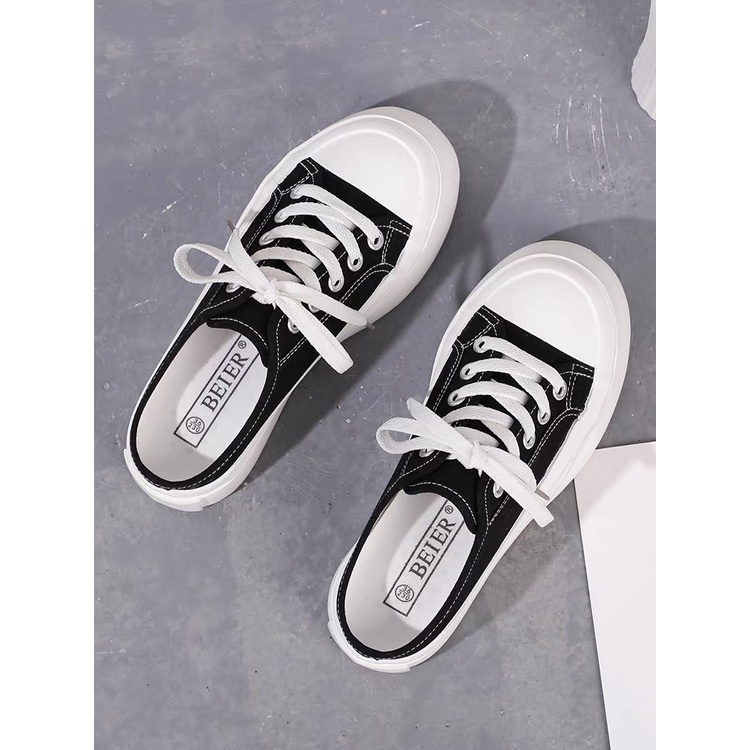 Giày sục nữ vải trơn CANVAS kiểu dáng trẻ trung đơn giản