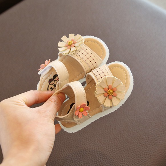 Sandal tập đi siêu êm mềm nhẹ hoa 1 bông lệch dễ thương cho bé gái