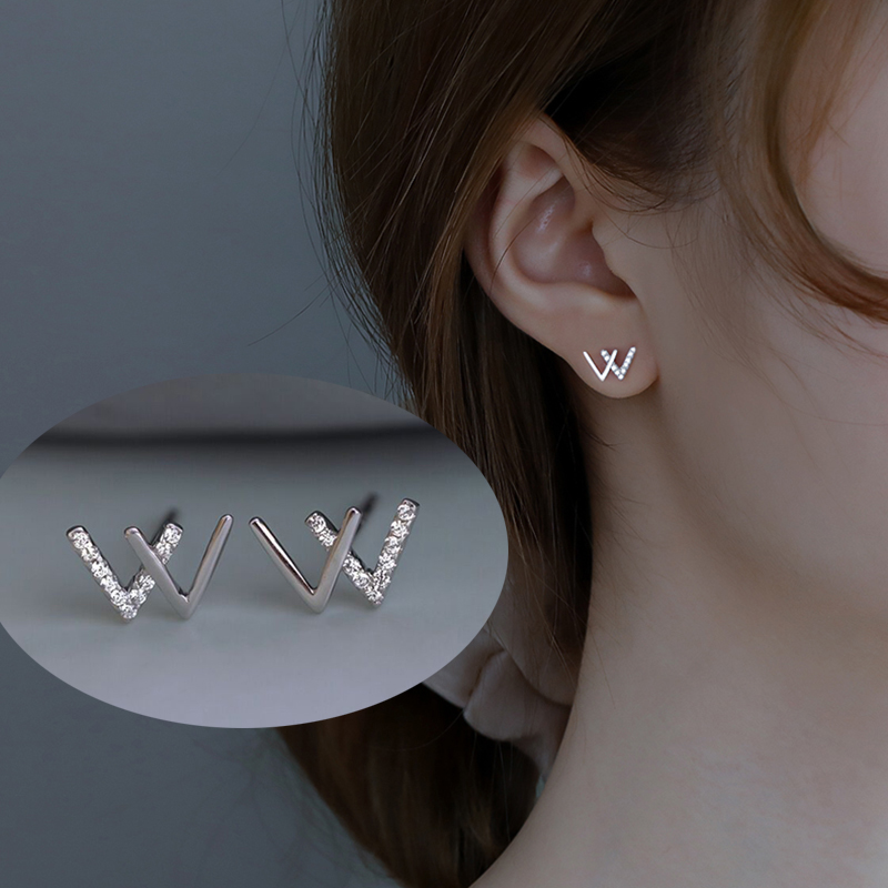 Khuyên tai màu bạc/vàng đính đá thời trang nữ sành điệu