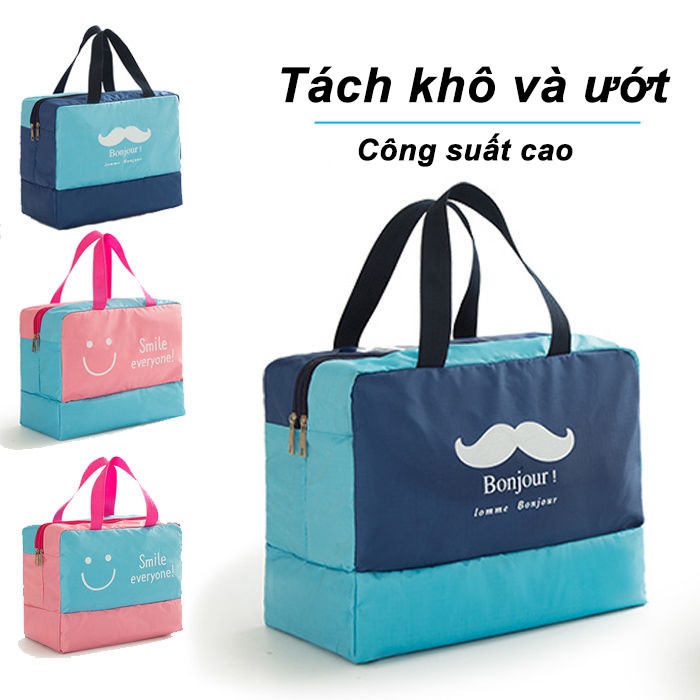 Túi xách chia hai ngăn đựng quần áo khô và ướt cho nam nữ tập thể thao/bơi lội