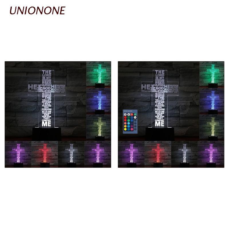 ONE  Creative Colorful Gradient Cross 3D Lamp LED Colorful Night Light Home Bar Club Decorative Desk Lamp for Bedroom Decor Lighting Equipment