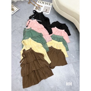 Set yếm tầng nơ cổ mix quần short cạp chun 6 màu - 23rd.september