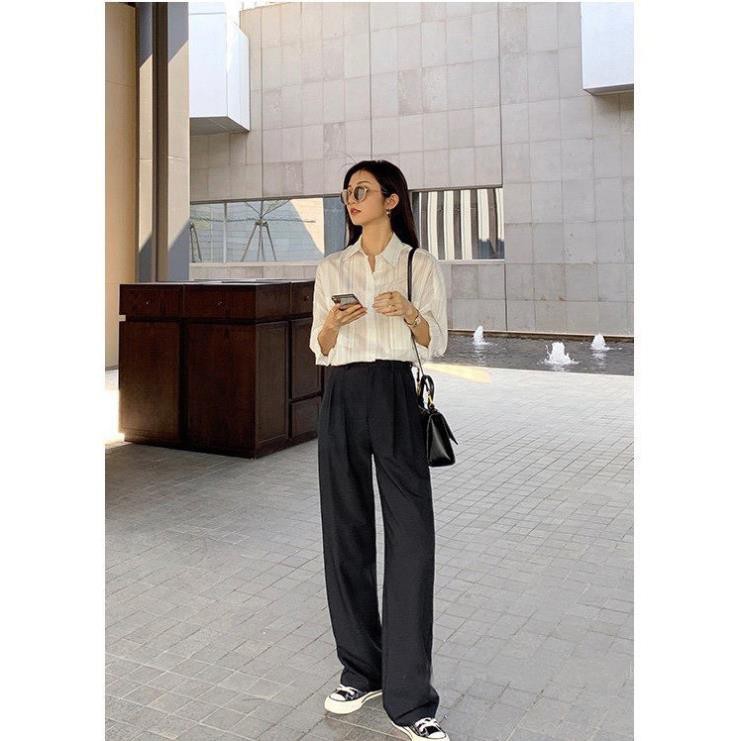 Quần Ống Suông Đen Nữ, Quần Cluthoes Ống Rộng Lưng Thun Hàng Thiết Kế Form Dáng Chuẩn Màu Cơ Bản Dễ Phối Đồ. | BigBuy360 - bigbuy360.vn