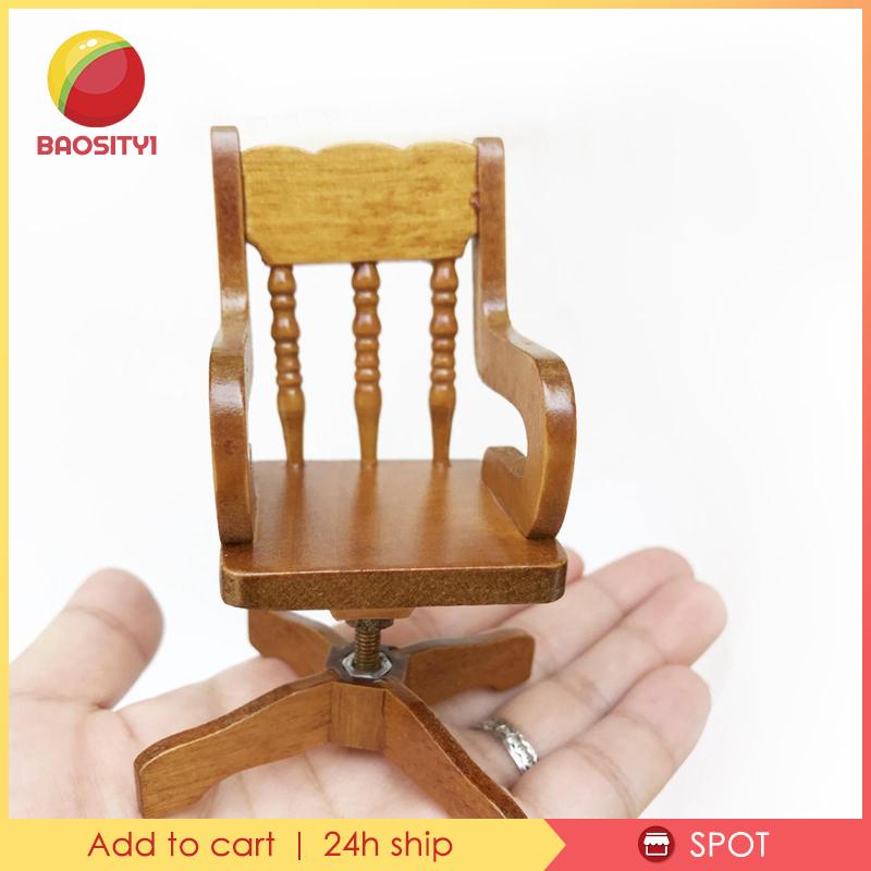 [Baosity 1] Mô Hình Ghế Bành Mini Bằng Gỗ Tỉ Lệ 1 / 12 Trang Trí Phòng Khách Búp Bê