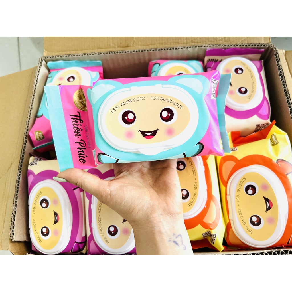 Khăn ướt BONY THIÊN PHÚC cho bé không mùi, bịch 100 tờ giấy ướt dùng cho trẻ sơ sinh tiện dụng