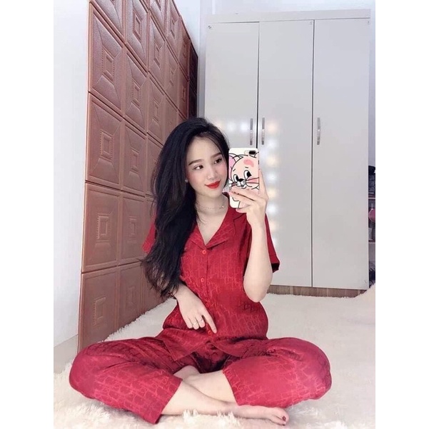 Bộ Pijama Lụa Gấm Tay Ngắn Sang Chảnh