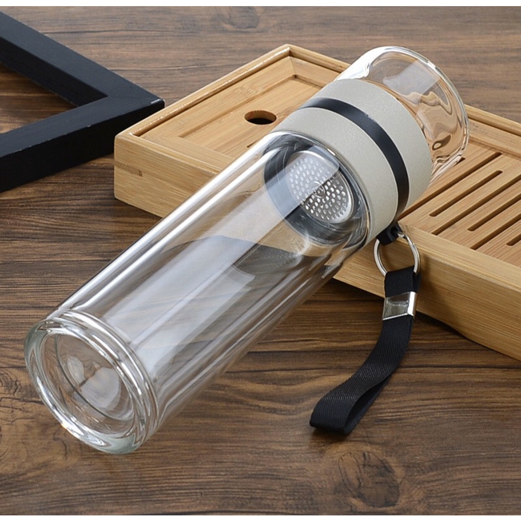 Bình pha trà thuỷ tinh có lõi lọc, binh trà thuỷ tinh 2 lớp cách nhiệt dung tích 500ml