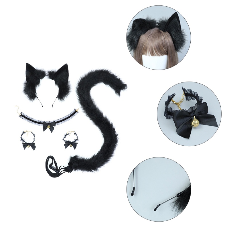 Set 5 Băng Đô Tai Mèo 10MK Giả Lông Thú Cho Tiệc Halloween