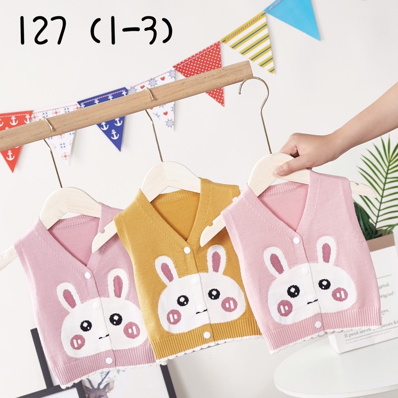 Áo gile len sơ sinh thỏ bé gái (5-11kg)