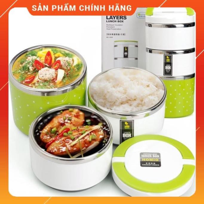 Hộp cơm giữ nhiệt 2 lớp ruột inox, Hộp đựng cơm văn phòng