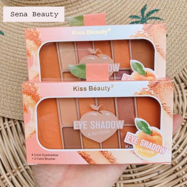 Set Trang Điểm Kiss Beauty Gồm 8 Ô Phấn Mắt + 2 Ô Phấn Má Tiện Dụng