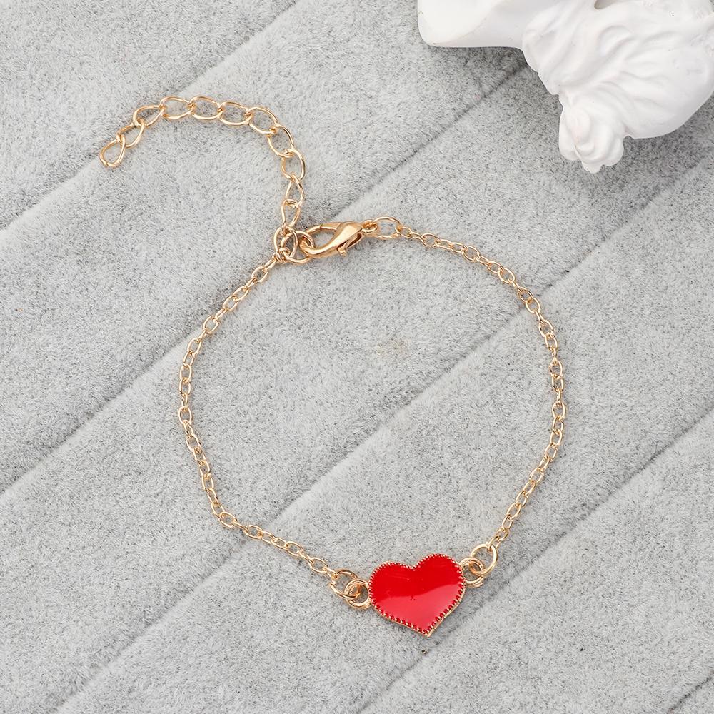 Vòng Tay Dạng Chuỗi Mặt Trái Tim Đơn Giản Thời Trang 1