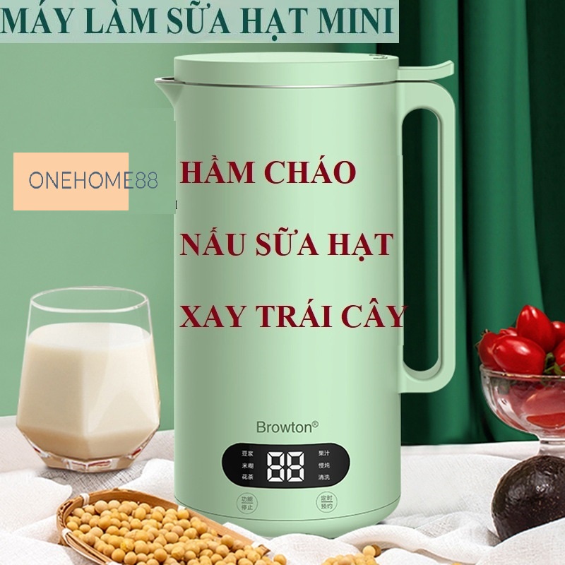 (BẢO HÀNH 1 ĐỔI 1) MÁY LÀM SỮA HẠT MINI BROWTON -Xay Nấu Đa Năng -Sữa Hạt, Sữa Đậu Nành Dung tích 350ml - H1059