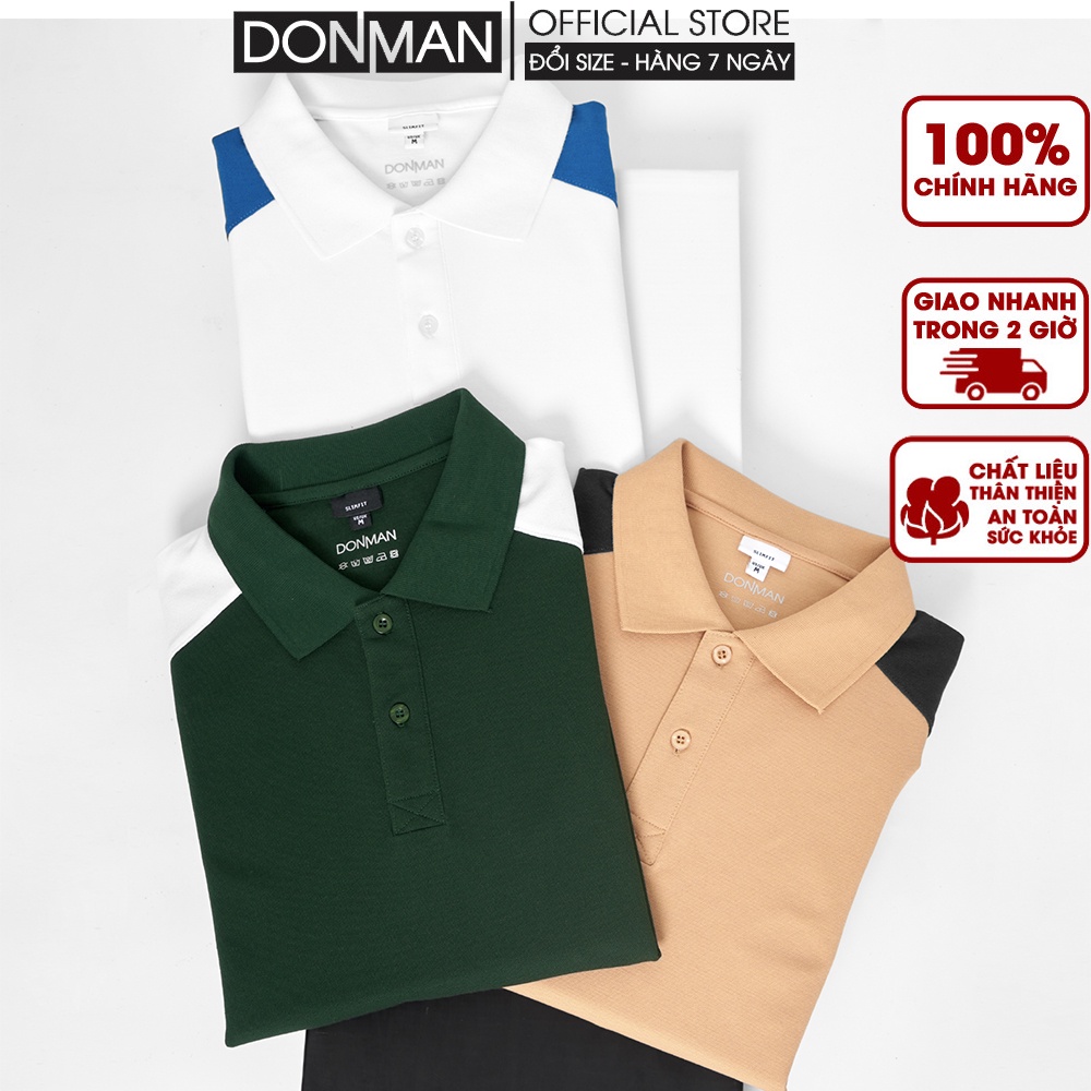 Áo thun polo nam DONMAN chất liệu  Premium Pique CVC Mình vải mềm mại,mịn màng  giữ form dáng của áo polo được lâu AT12