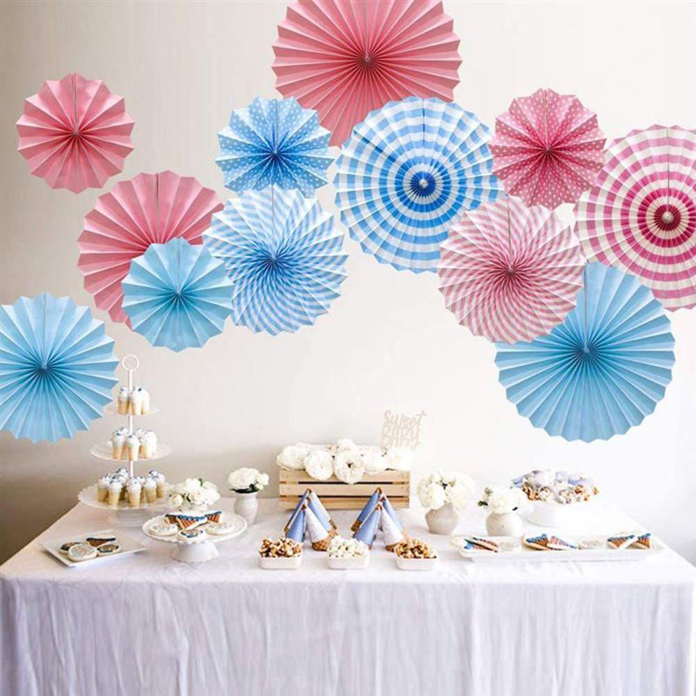 Set 6 Quạt Giấy Tròn Siêu Nhẹ Trang Trí Bàn