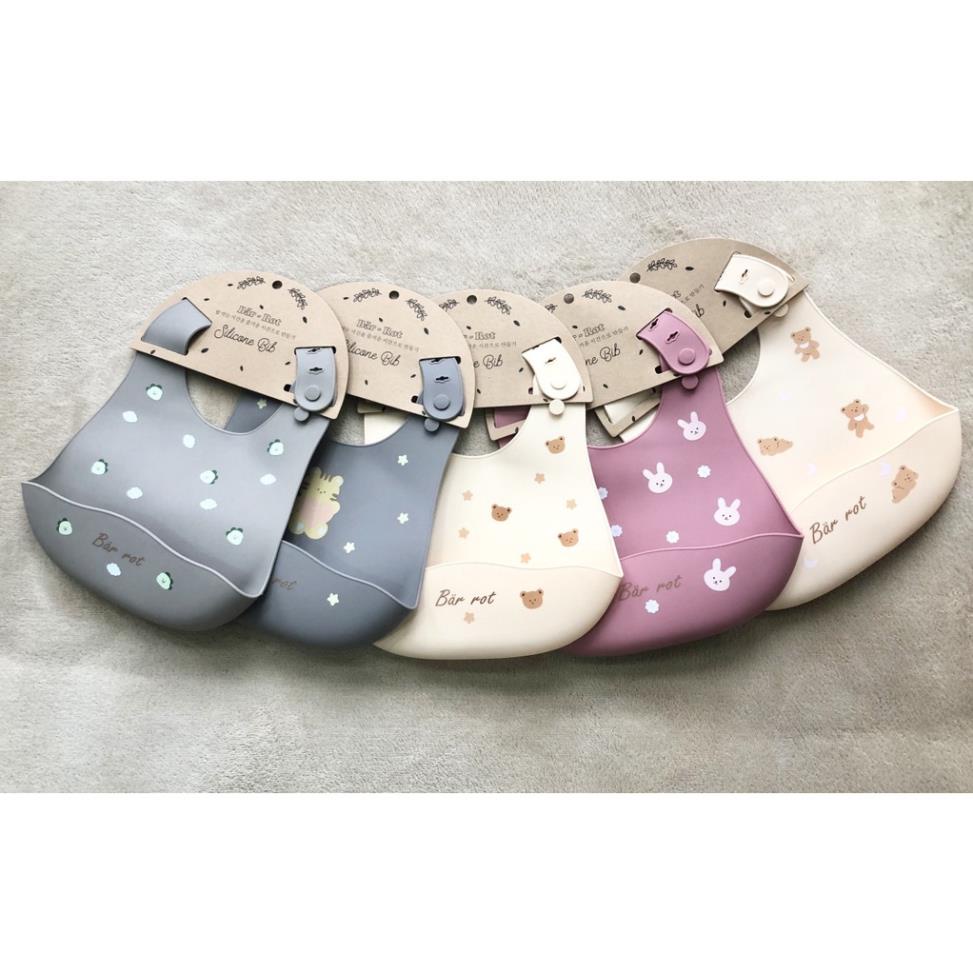 Yếm ăn dặm silicon có máng hứng chính hãng Bar-rot siêu xịn, siêu xinh cho bé