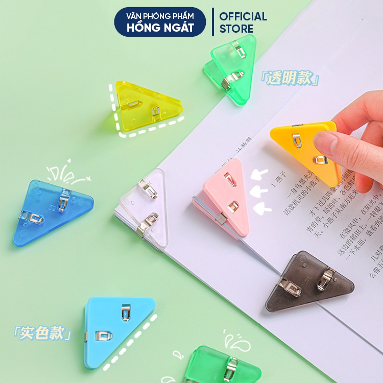 Ghim kẹp giấy hình tam giác cute, kẹp bướm màu kẹp giấy bằng nhựa trong suốt đồ dùng học tập văn phòng phẩm KG05
