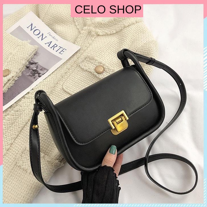 Túi xách nữ đẹp mini đeo chéo Celo Shop dáng chữ nhật phối dây da thanh lịch thời trang hiện đại
