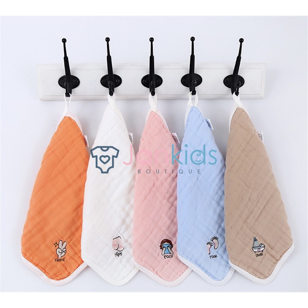 Set 5 Khăn xô sữa 6 lớp cho bé siêu thấm hút thêu họa tiết hoạt hình đáng yêu