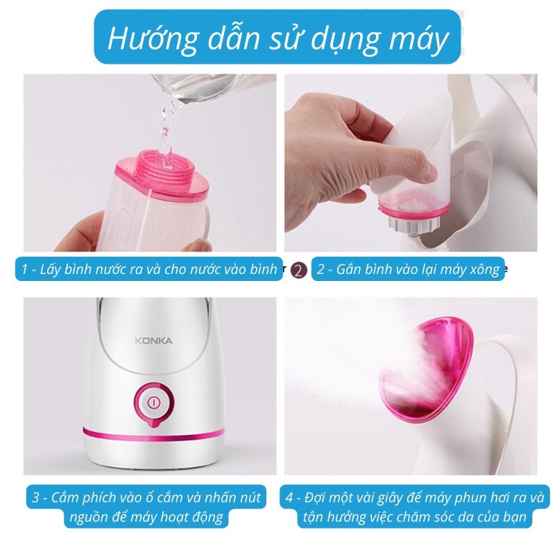Máy Xông Mặt Cao Cấp, Máy Xông Hơi Da Mặt - Máy Xông Mặt Phun Nano KONKA Chính Hãng, Máy Xông Nóng ion Âm