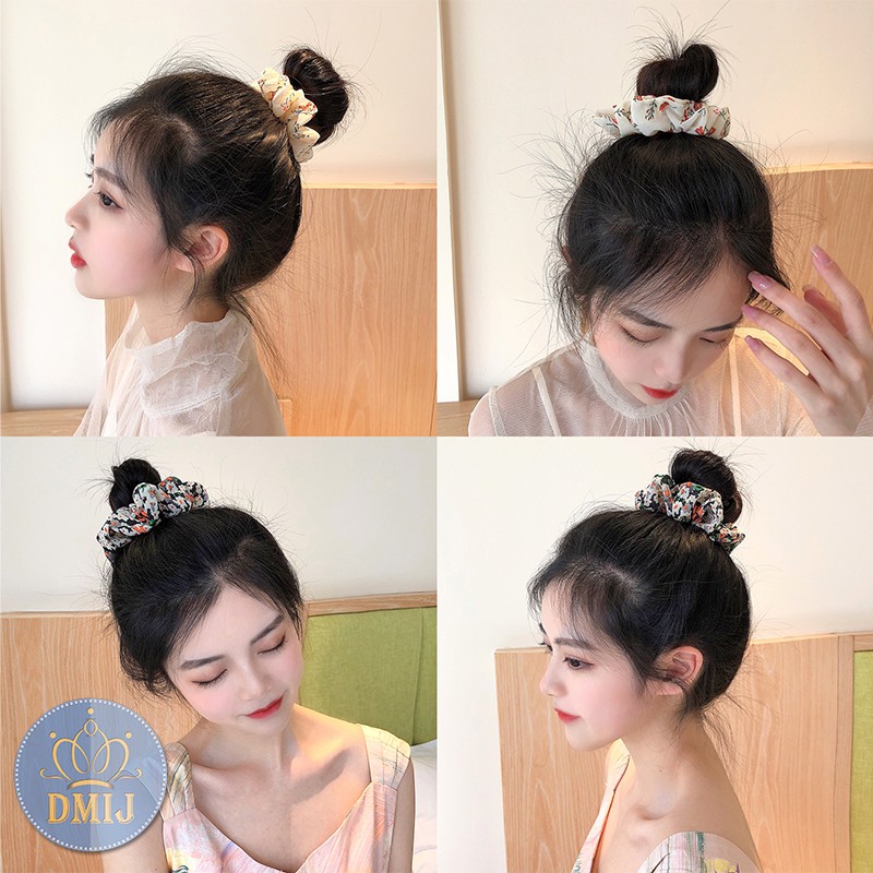 [Mã FAMARAL2 giảm 10K đơn 50K]Cột Tóc Vải Scrunchies Hoạt Tiết Hoa Phong Cách Vintage Mới