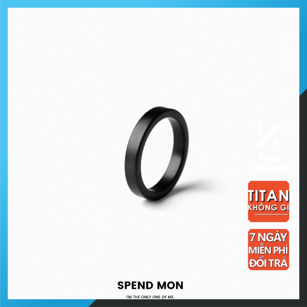 Nhẫn nam thời trang Basic Less Ring Kuu Clothes Nam nữ Unisex Màu đen chất liệu Titan không gỉ - Basic Less Ring đẹp