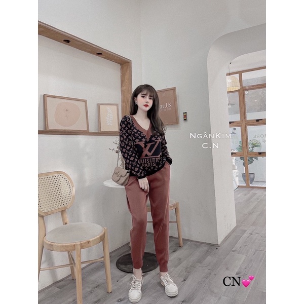 Set len bộ L.V cổ tim viền hàng QC