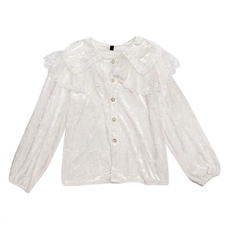 Áo kiểu phối ren thoáng mát kiểu dáng ngọt ngào phong cách Hàn quốc | BigBuy360 - bigbuy360.vn