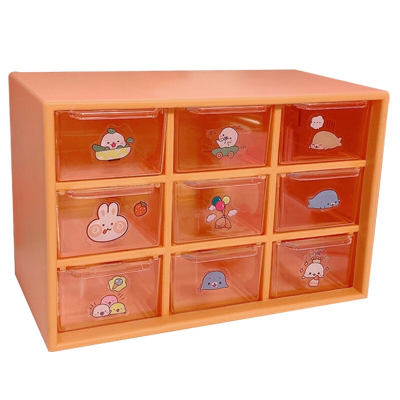 TỦ MINI 9 NGĂN ĐỂ BÀN/ HỘP ĐỰNG STICKER/ WASHI TAPE/ ❤️