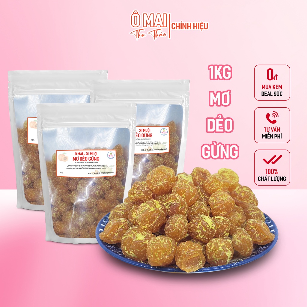 Ô Mai Mơ Dẻo Gừng Chuẩn Vị Ngọt, Chua Dịu, Giòn, Giảm Nghén Các Mom | 1kg