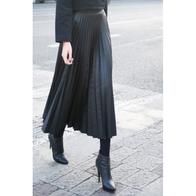 [Mã FADIRECT20 giảm 20K đơn 99K] Chân váy midi xếp ly lưng thun, váy chữ A xếp ly | BigBuy360 - bigbuy360.vn