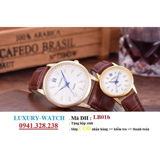 Đồng hồ đôi longbo dây da chống nước