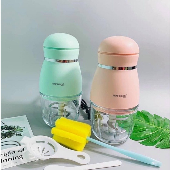Máy xay đa năng HATTIECS 0.3L Máy xay ăn dặm cho bé Cối thủy tinh 6 lưỡi dao cầm tay tiện dụng Hattiecs.