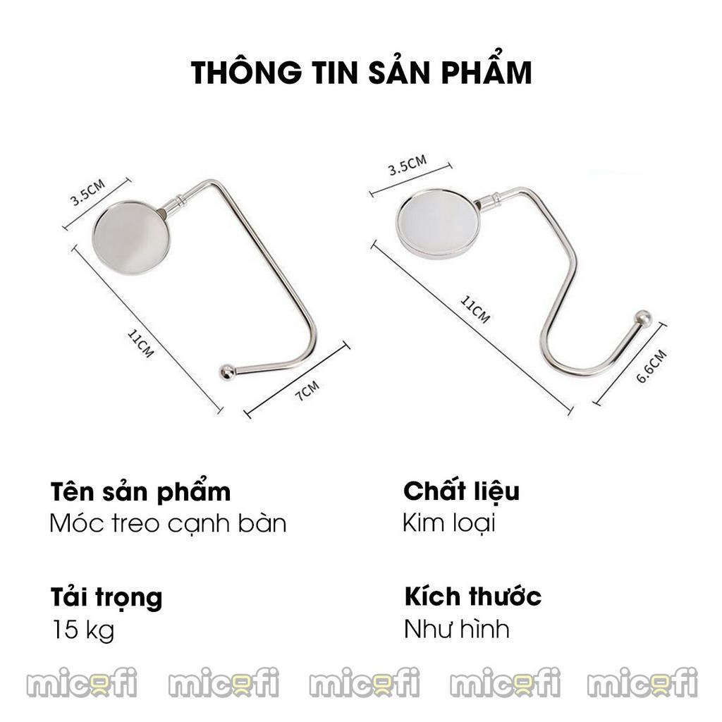 Móc Treo Micofi Treo Túi Xách Balo Kim Loại Để Bàn, Gắn Cạnh Bàn Không Cần Dán Nhỏ Gọn Chịu Lực 15 KG Đa Năng
