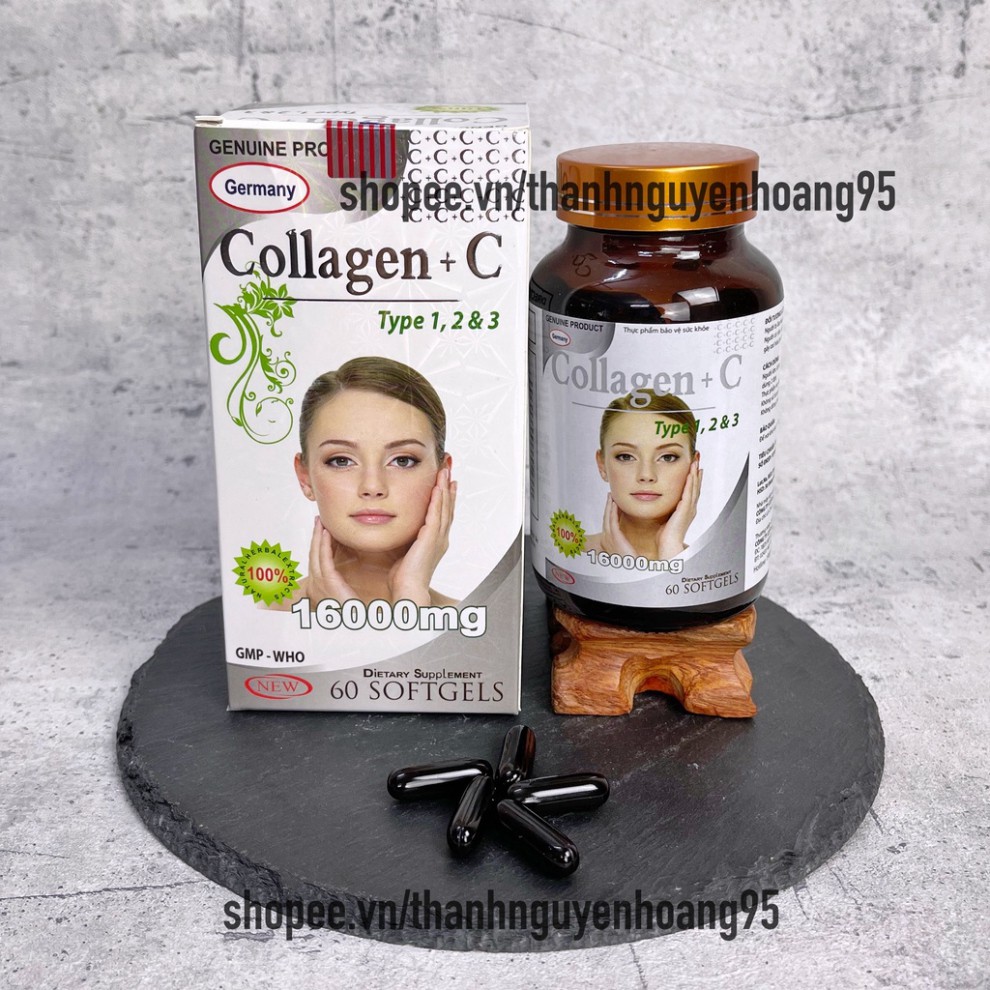 Viên uống COLLAGEN +C bổ sung collagen, vitamin e giúp chống lão hóa, cải thiện nếp nhăn - Hộp 60 viên dùng 30 ngày